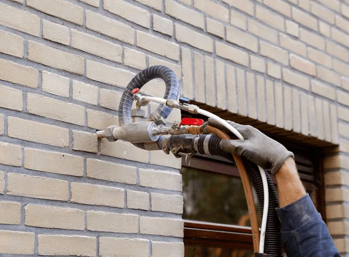 Installing insulation through the external brickwork